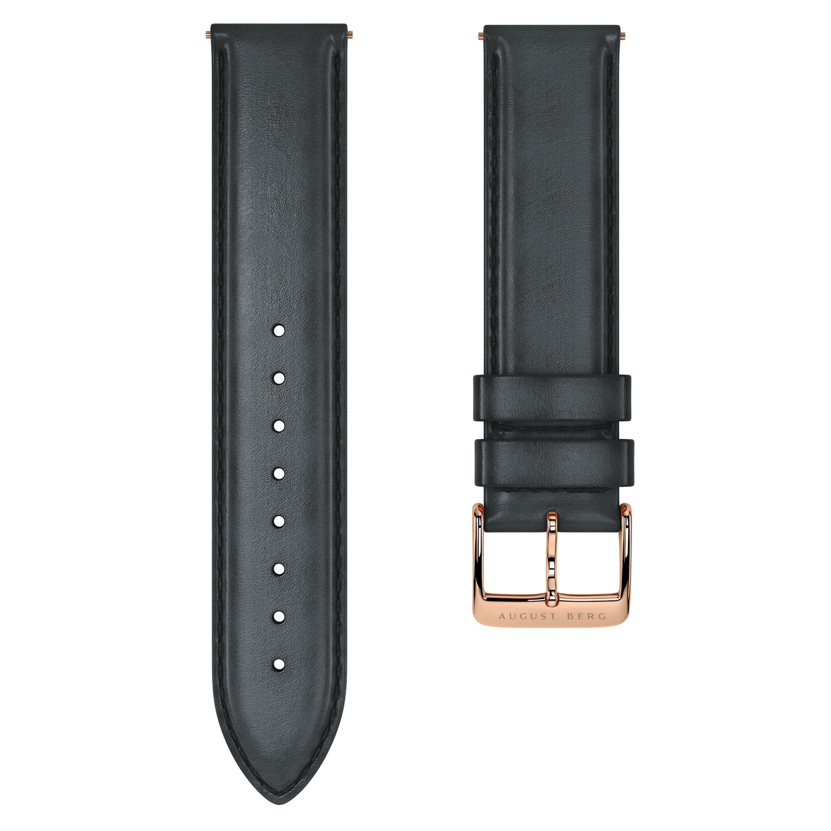 Black Leather Rose Gold Buckle Strap - August Berg